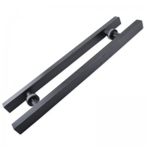 SS-031 Negro de alta calidad Puerta de vidrio de acero inoxidable Mango de empuje Hape Hape Double Side, 24 pulgadas Manija de puerta deslizante cuadrada