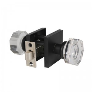 S2603 Pastillas de puerta de cristal de vidrio transparente Interior, perillas de puerta de privacidad de forma de octágono para dormitorio/bathroom,negro mate